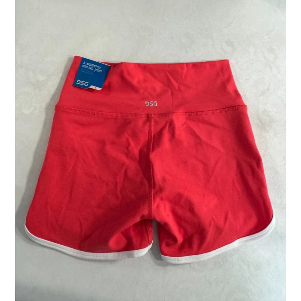 DSG Girls Momentum High Rise Shortie Cabana Coral Red White Trim Size M Read